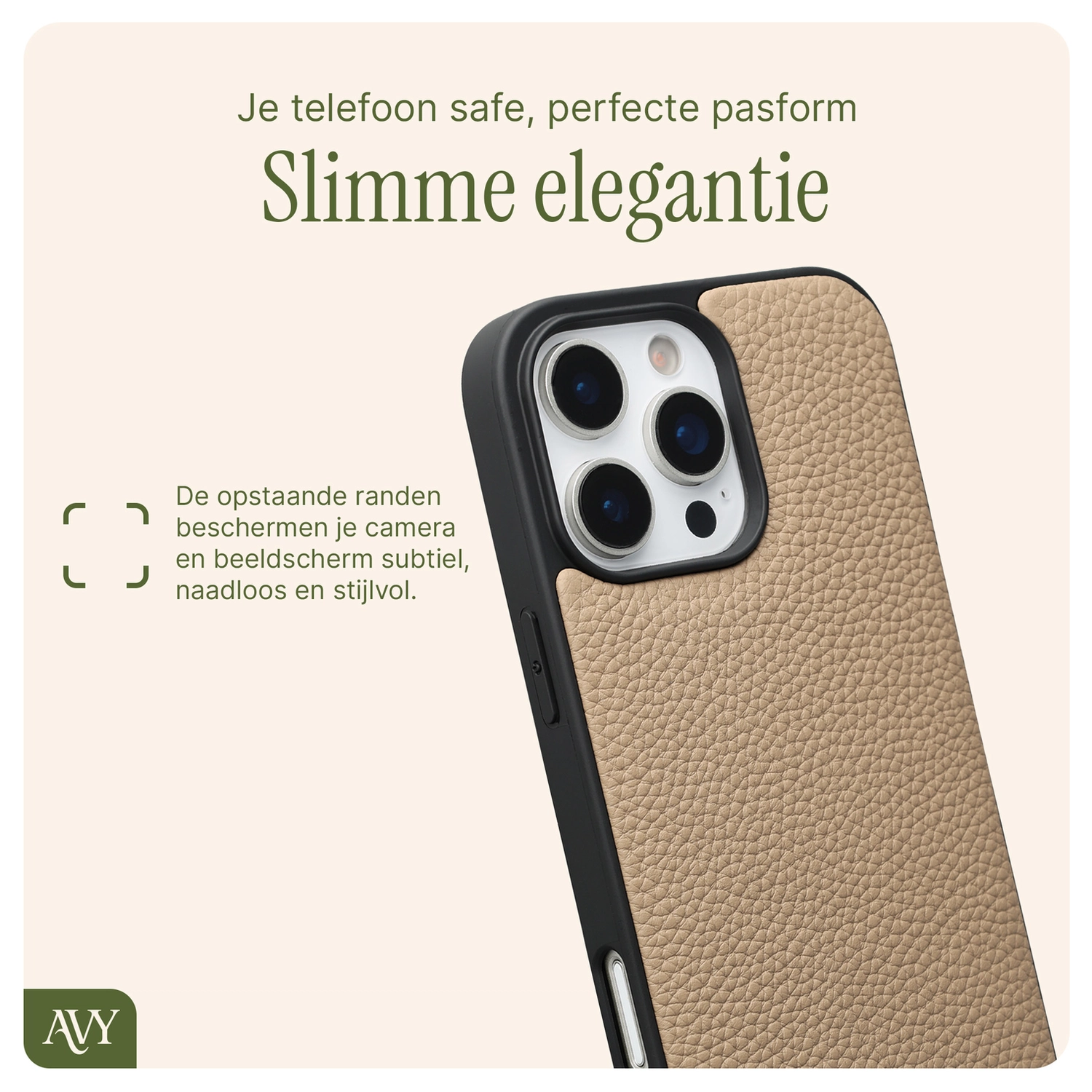 AVY Apple iPhone 16 Pro - Luxury Kit - Beige - Long Leather afbeelding 6