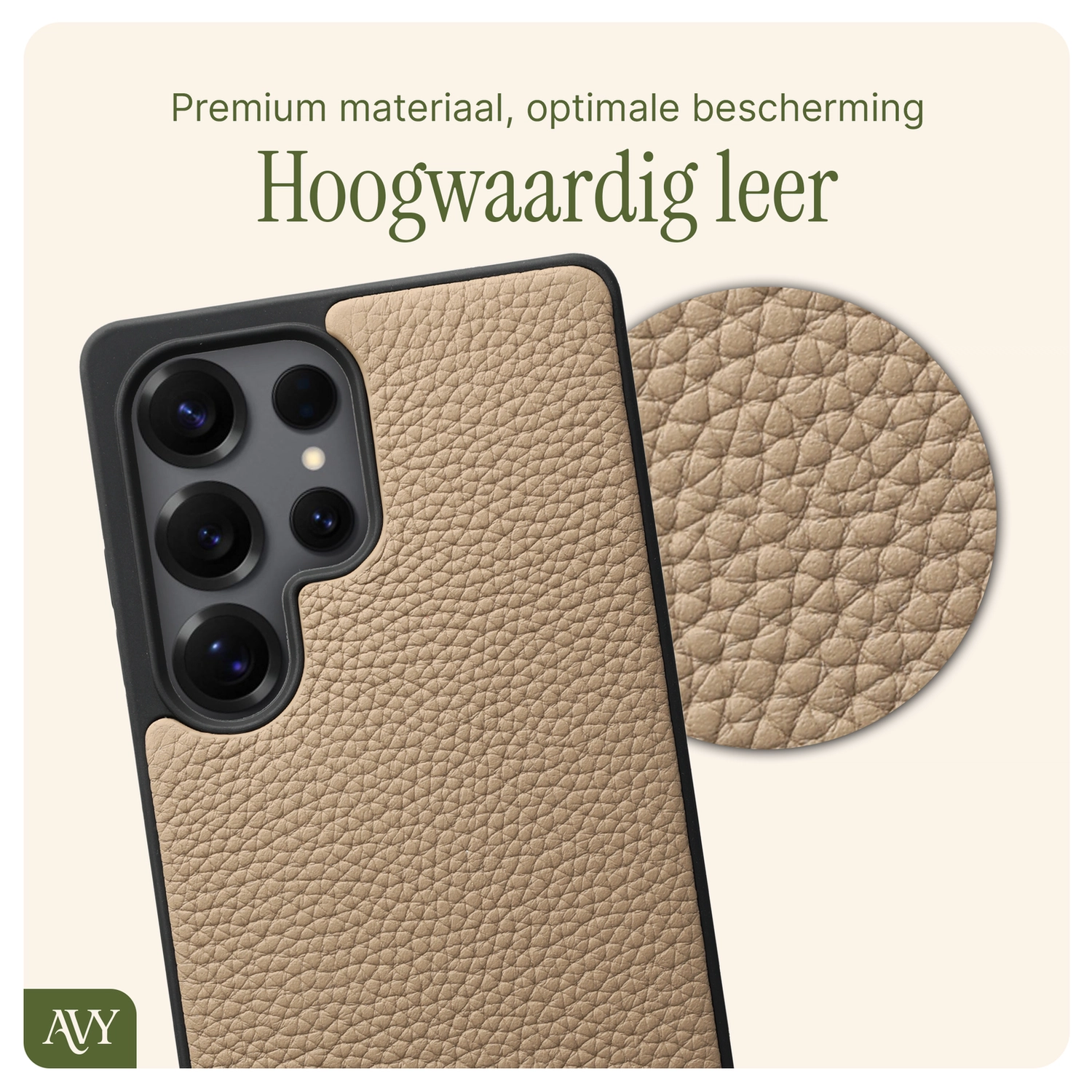 AVY Samsung Galaxy S25 Ultra - Luxury Kit - Beige - Long Leather afbeelding 4