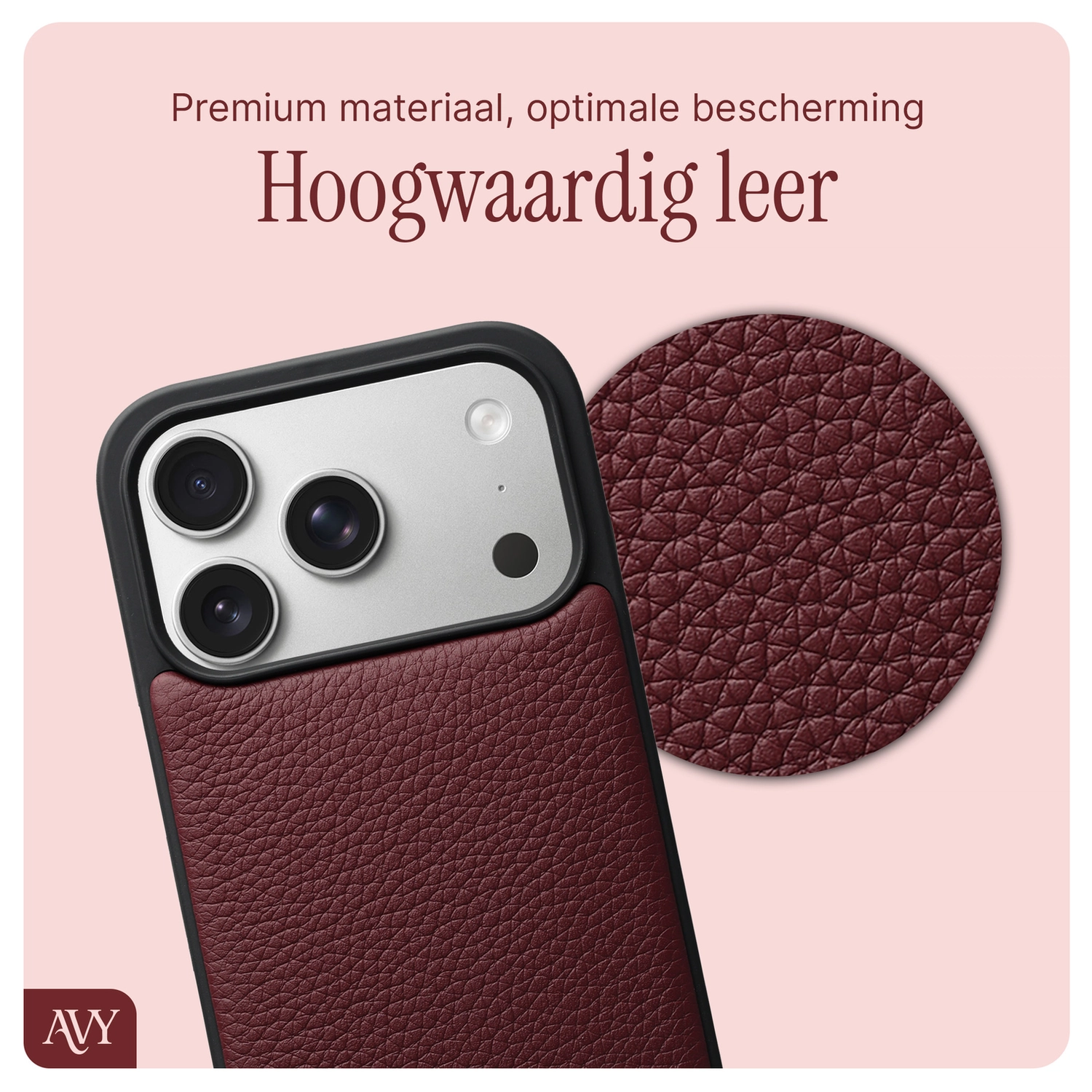 AVY Apple iPhone 17 Pro - Luxury Kit - Burgundy - Long Leather afbeelding 6