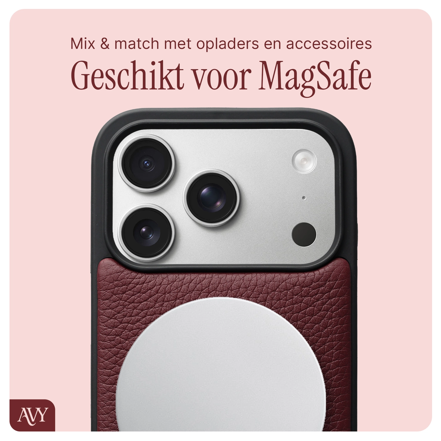AVY Apple iPhone 17 Pro - Luxury Kit - Burgundy - Long Leather afbeelding 8