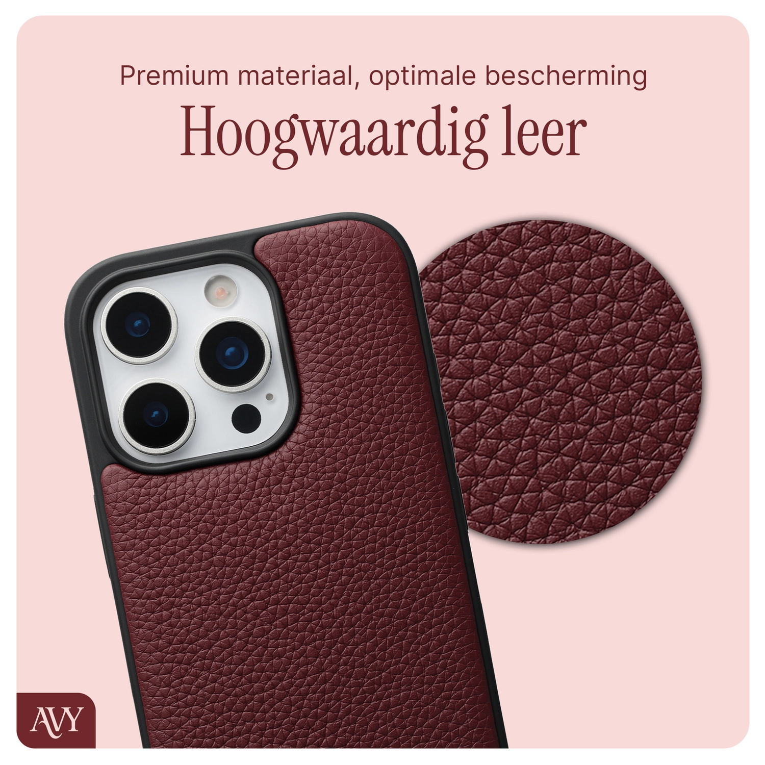 AVY Apple iPhone 16 Pro - Luxury Kit - Burgundy - Long Leather afbeelding 6