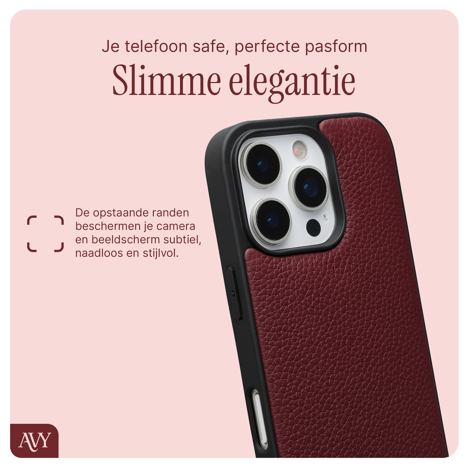 AVY Apple iPhone 16 Pro - Luxury Kit - Burgundy - Long Leather afbeelding 7