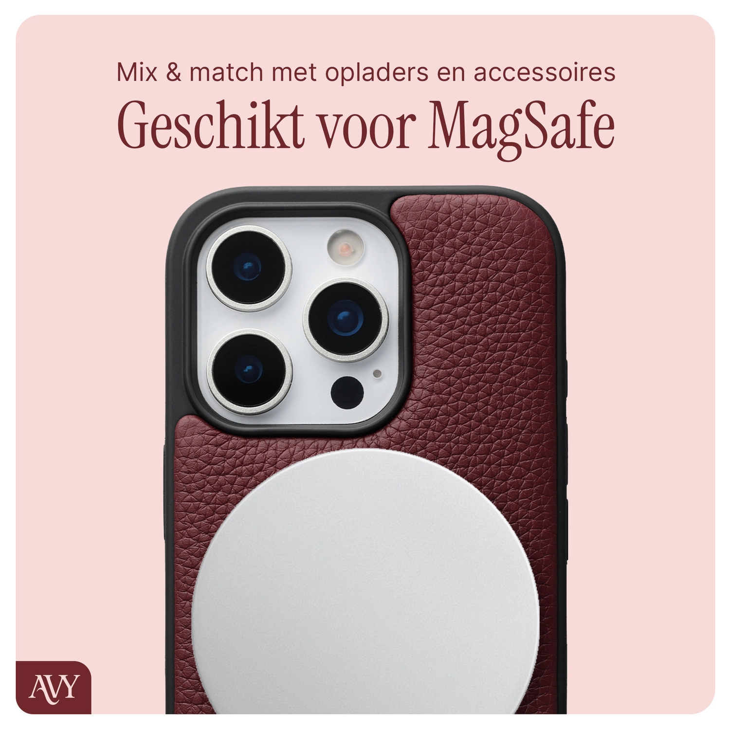 AVY Apple iPhone 16 Pro - Luxury Kit - Burgundy - Long Leather afbeelding 8