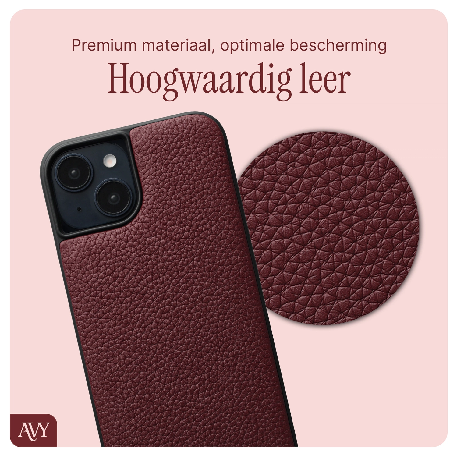AVY Apple iPhone 14 / 13 - Luxury Kit - Burgundy - Long Leather afbeelding 5