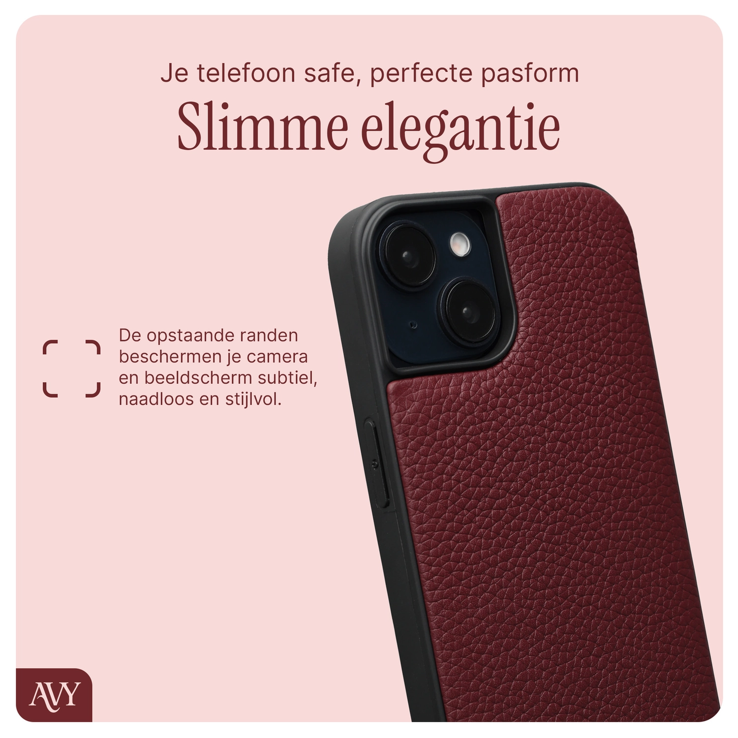 AVY Apple iPhone 14 / 13 - Luxury Kit - Burgundy - Long Leather afbeelding 6
