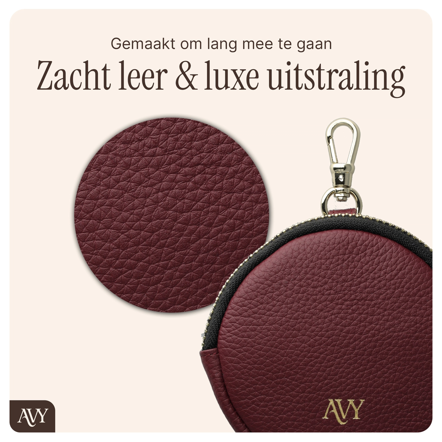 AVY Apple iPhone 14 / 13 - Luxury Kit - Burgundy - Long Leather afbeelding 9