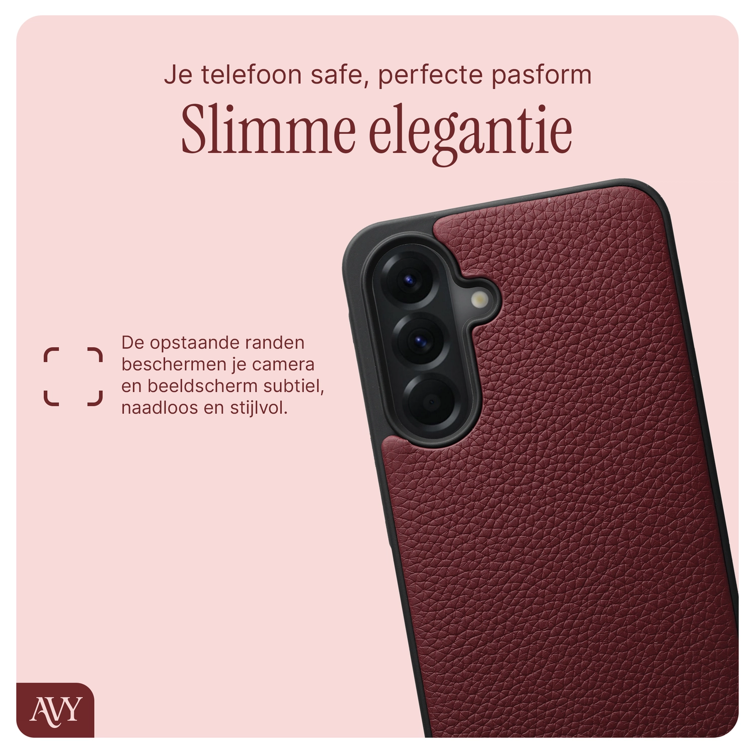 AVY Samsung Galaxy A56 - Luxury Kit - Burgundy - Long Leather afbeelding 6