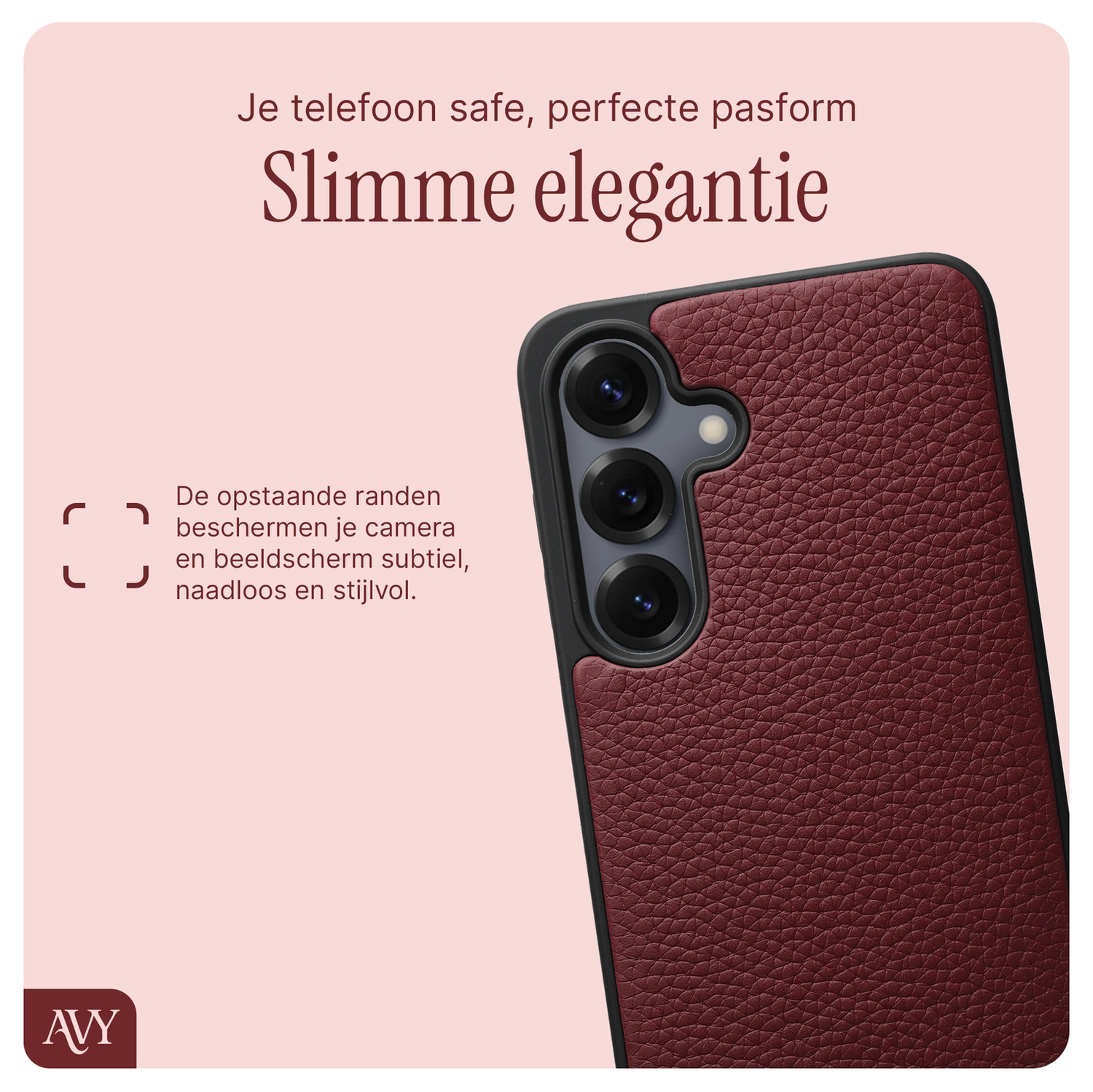 AVY Samsung S25 Plus / S24 Plus - Luxury Kit - Burgundy - Long Leather afbeelding 6