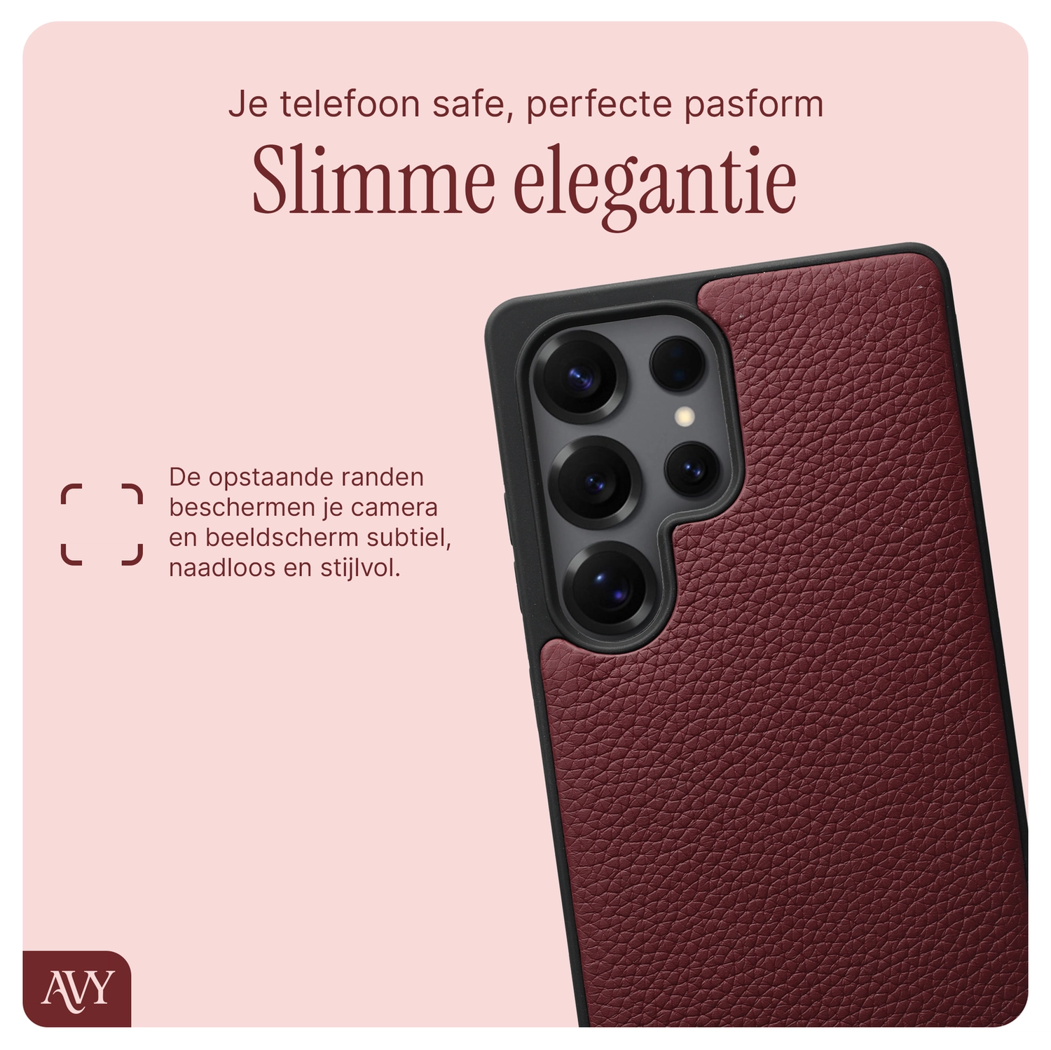 AVY Samsung Galaxy S25 Ultra - Luxury Kit - Burgundy - Long Leather afbeelding 6