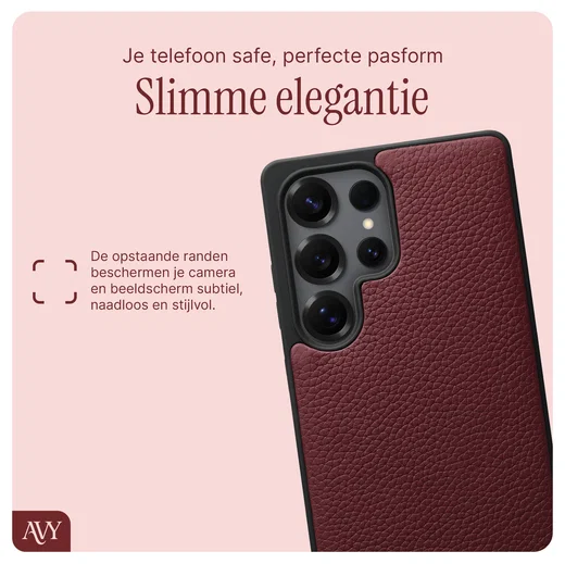 AVY Samsung Galaxy S25 Ultra - Luxury Kit - Burgundy - Long Leather afbeelding 6