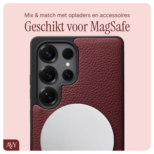 AVY Samsung Galaxy S25 Ultra - Luxury Kit - Burgundy - Long Leather afbeelding 7