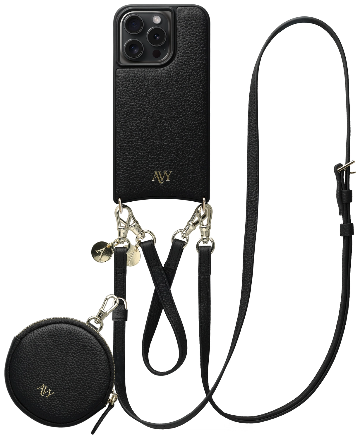 AVY Apple iPhone 15 Pro - Luxury Kit - Zwart - Leather Set afbeelding 1