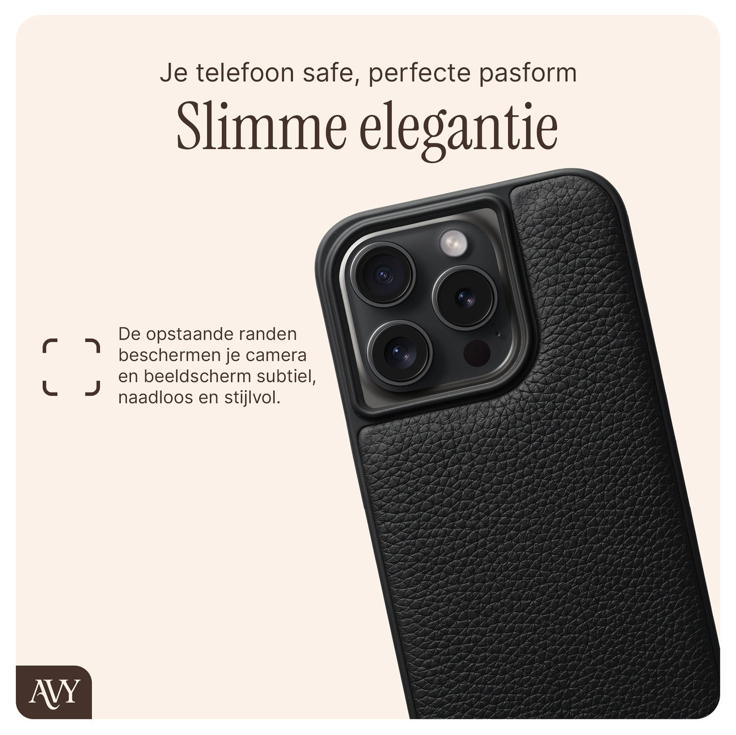 AVY Apple iPhone 15 Pro - Luxury Kit - Zwart - Leather Set afbeelding 7