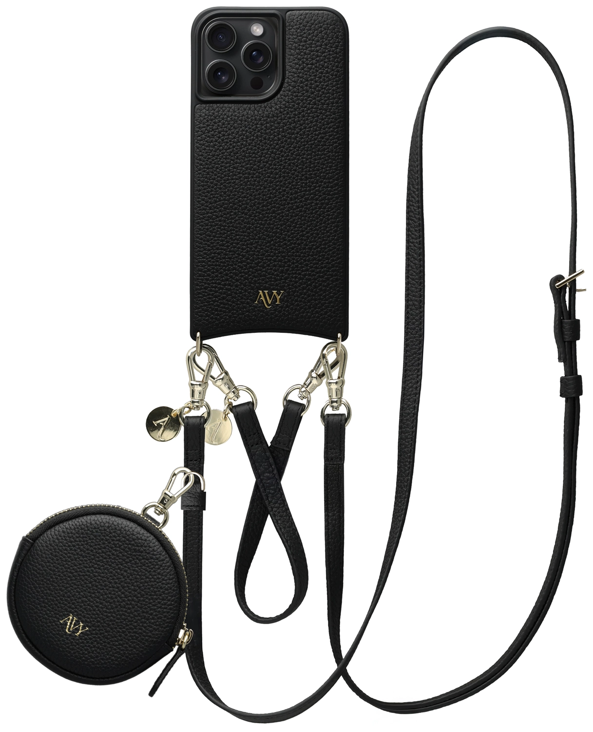AVY Apple iPhone 15 Pro Max - Luxury Kit - Zwart - Leather Set afbeelding 1