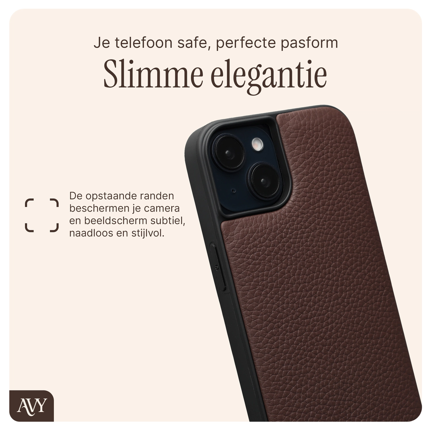 AVY Apple iPhone 14 / 13 - Luxury Kit - Chocolate - Leather Set afbeelding 6