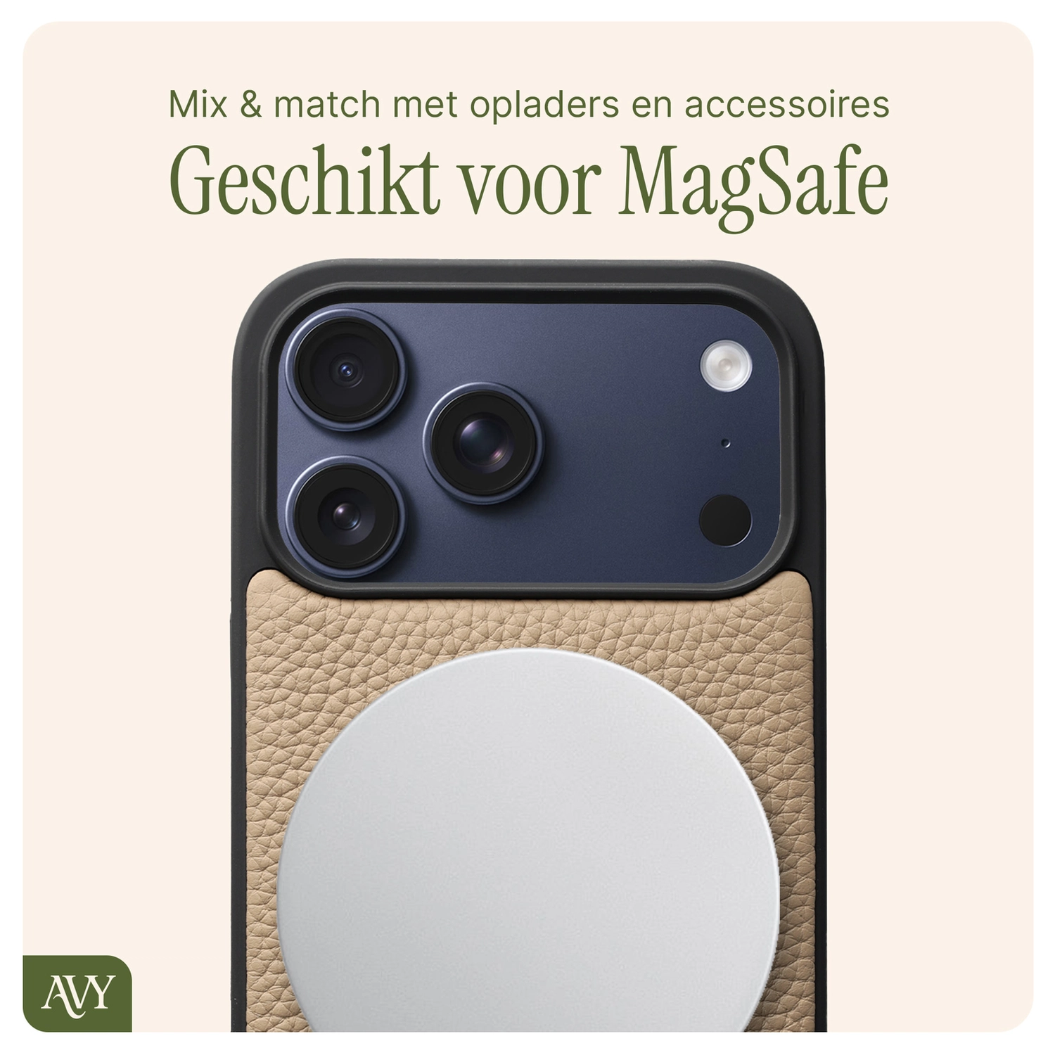 AVY Apple iPhone 17 Pro Max - Luxury Kit - Beige - Leather Set afbeelding 7