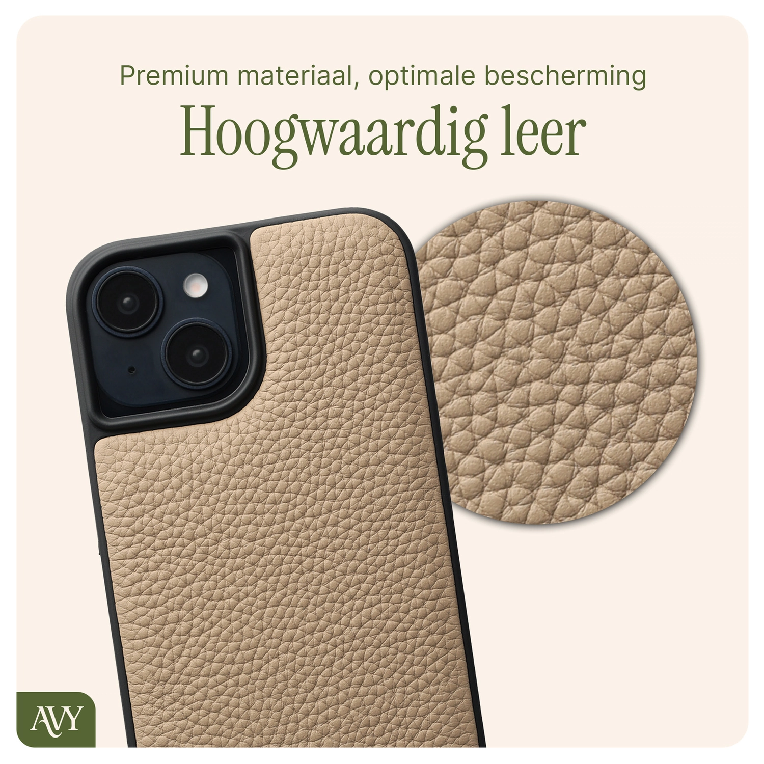 AVY Apple iPhone 14 / 13 - Luxury Kit - Beige - Leather Set afbeelding 5