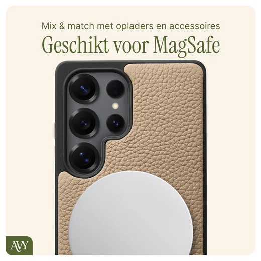 AVY Samsung Galaxy S25 Ultra - Luxury Kit - Beige - Leather Set afbeelding 7