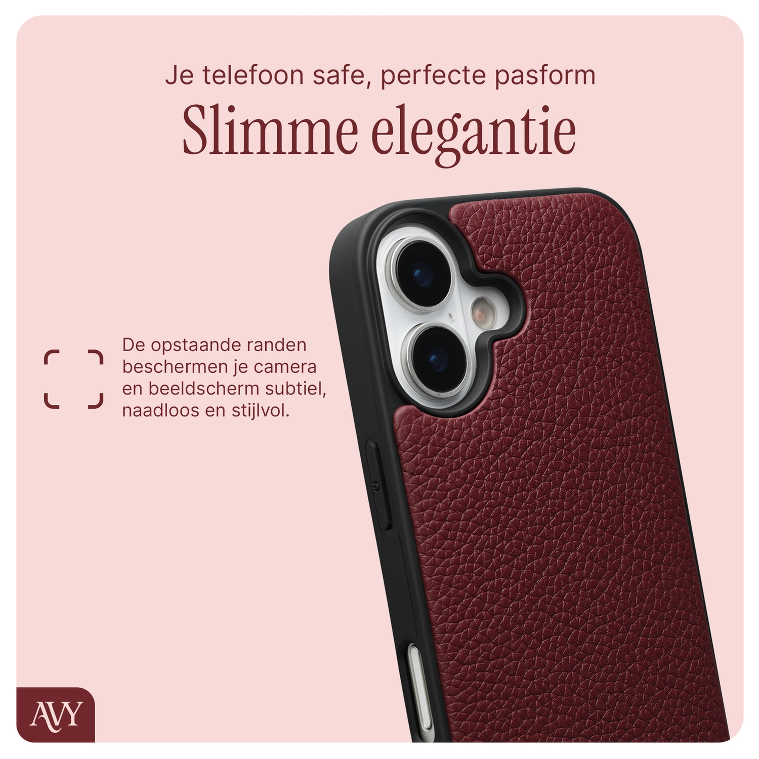 AVY Apple iPhone 16 - Luxury Kit - Burgundy - Leather Set afbeelding 6
