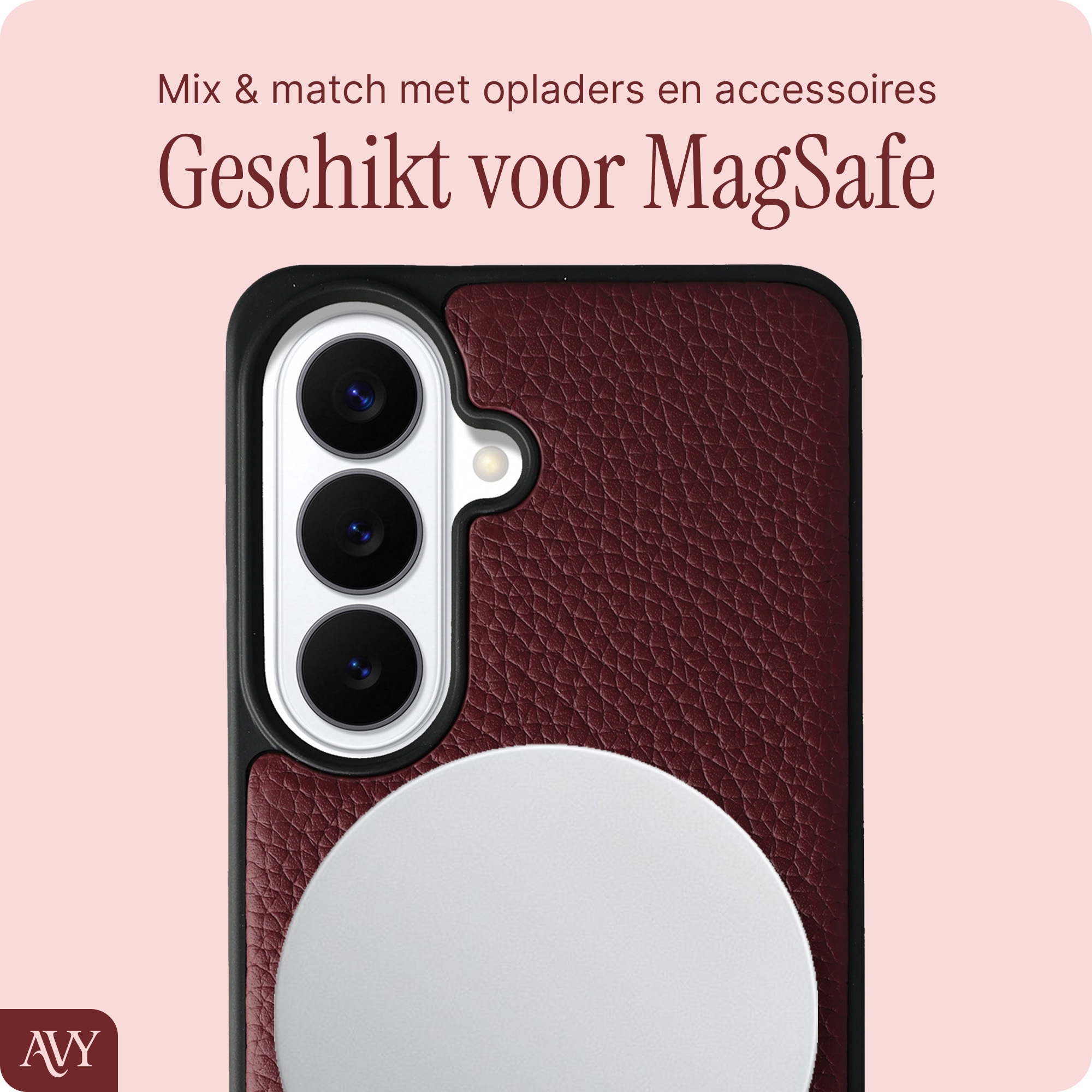 AVY Samsung Galaxy S26 Plus - Luxury Kit - Burgundy - Leather Set afbeelding 7
