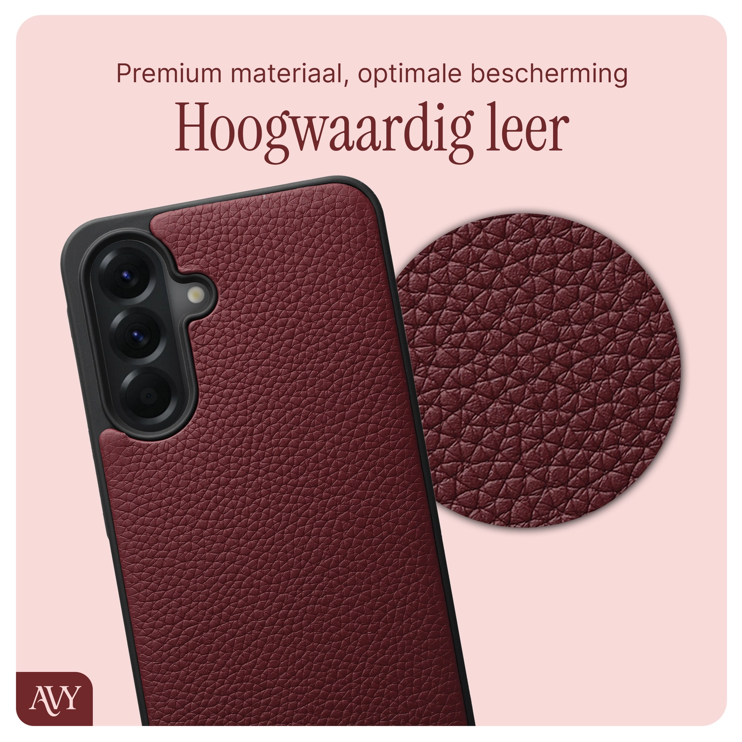 AVY Samsung Galaxy A56 - Luxury Kit - Burgundy - Leather Set afbeelding 5