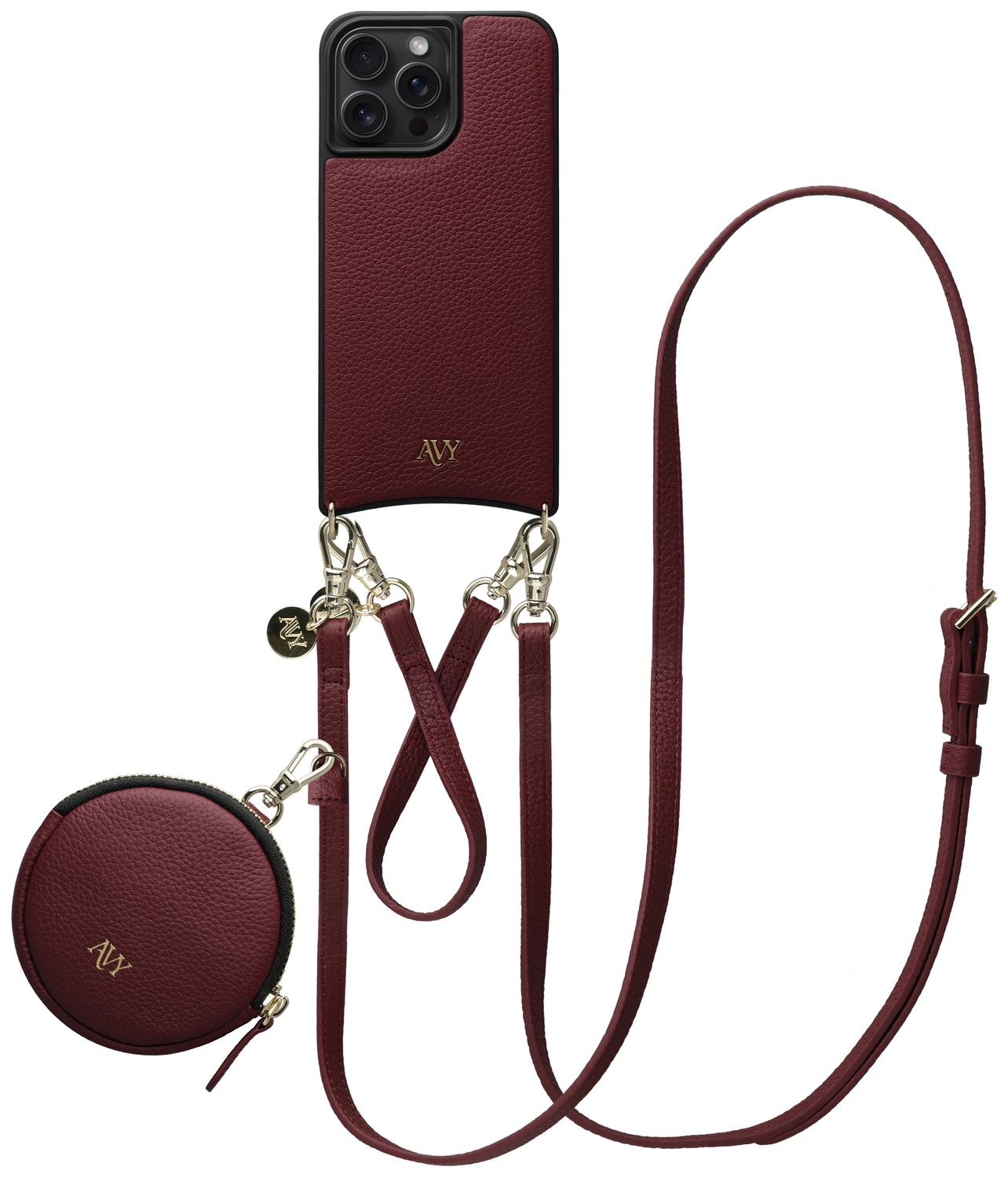 AVY Apple iPhone 14 Pro Max - Luxury Kit - Burgundy - Leather Set afbeelding 1