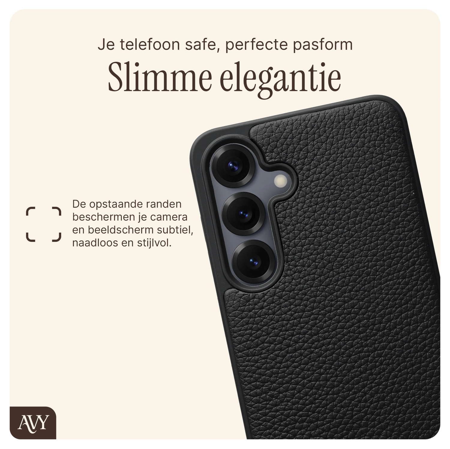 AVY Samsung Galaxy S25 / S24 - Statement Kit - Zwart - Long Leather afbeelding 5