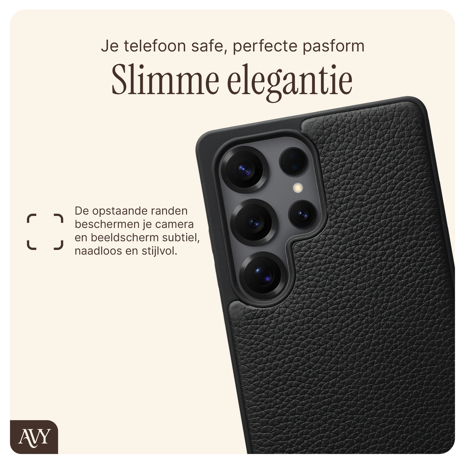 AVY Samsung Galaxy S25 Ultra - Statement Kit - Zwart - Long Leather afbeelding 5