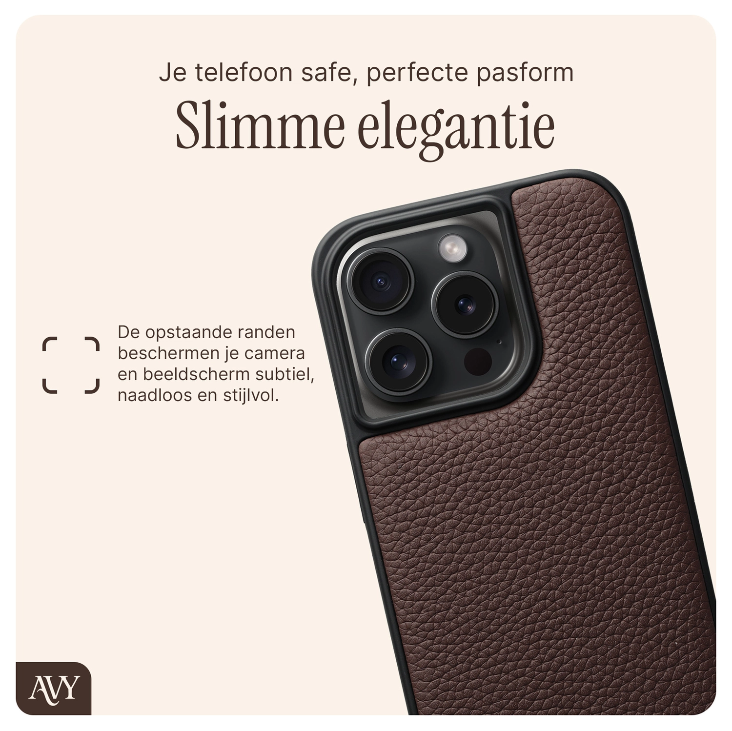 AVY Apple iPhone 14 Pro - Statement Kit - Chocolate - Long Leather afbeelding 5