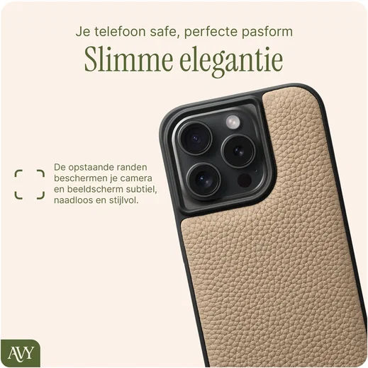 AVY Apple iPhone 15 Pro - Statement Kit - Beige - Long Leather afbeelding 7