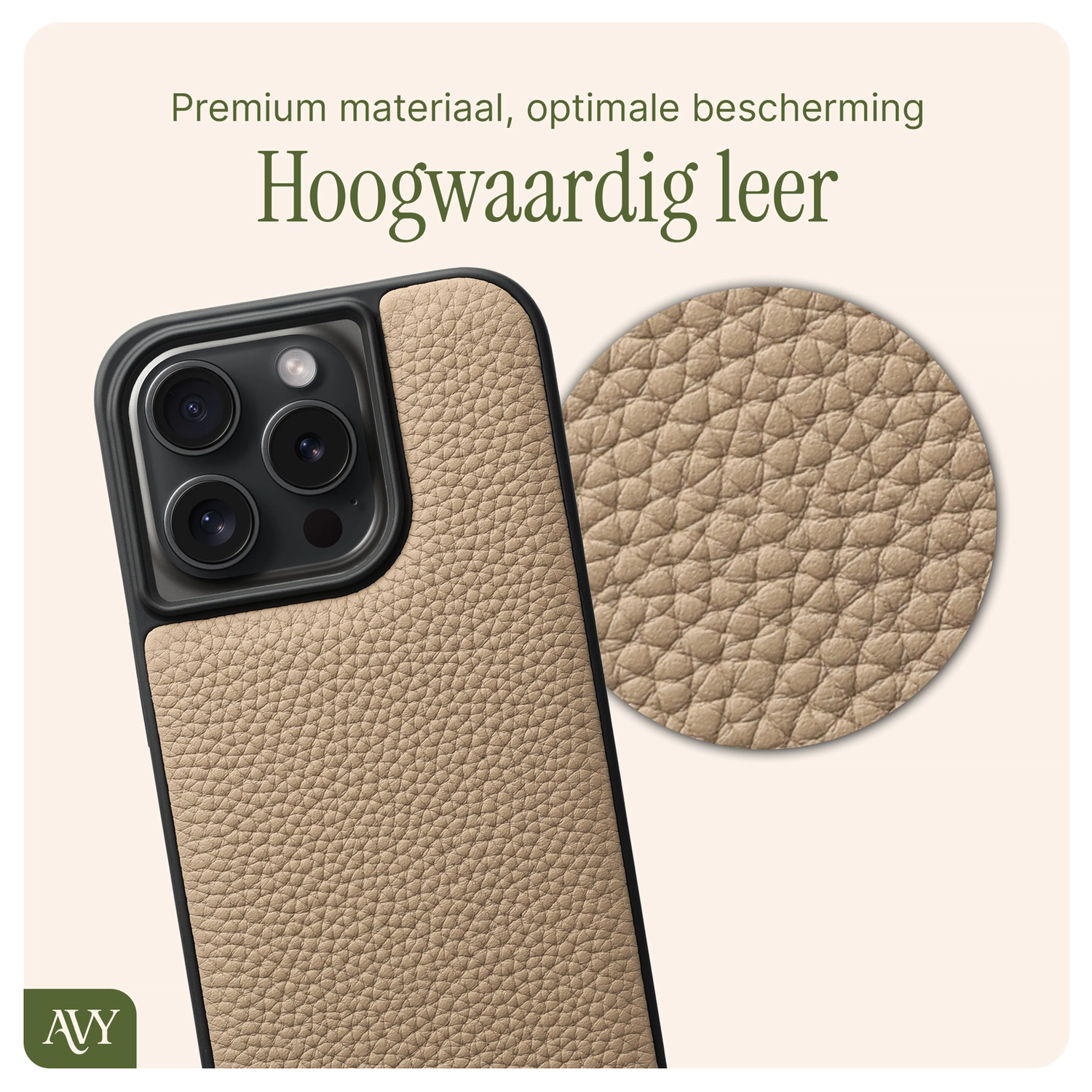 AVY Apple iPhone 14 Pro - Statement Kit - Beige - Long Leather afbeelding 5