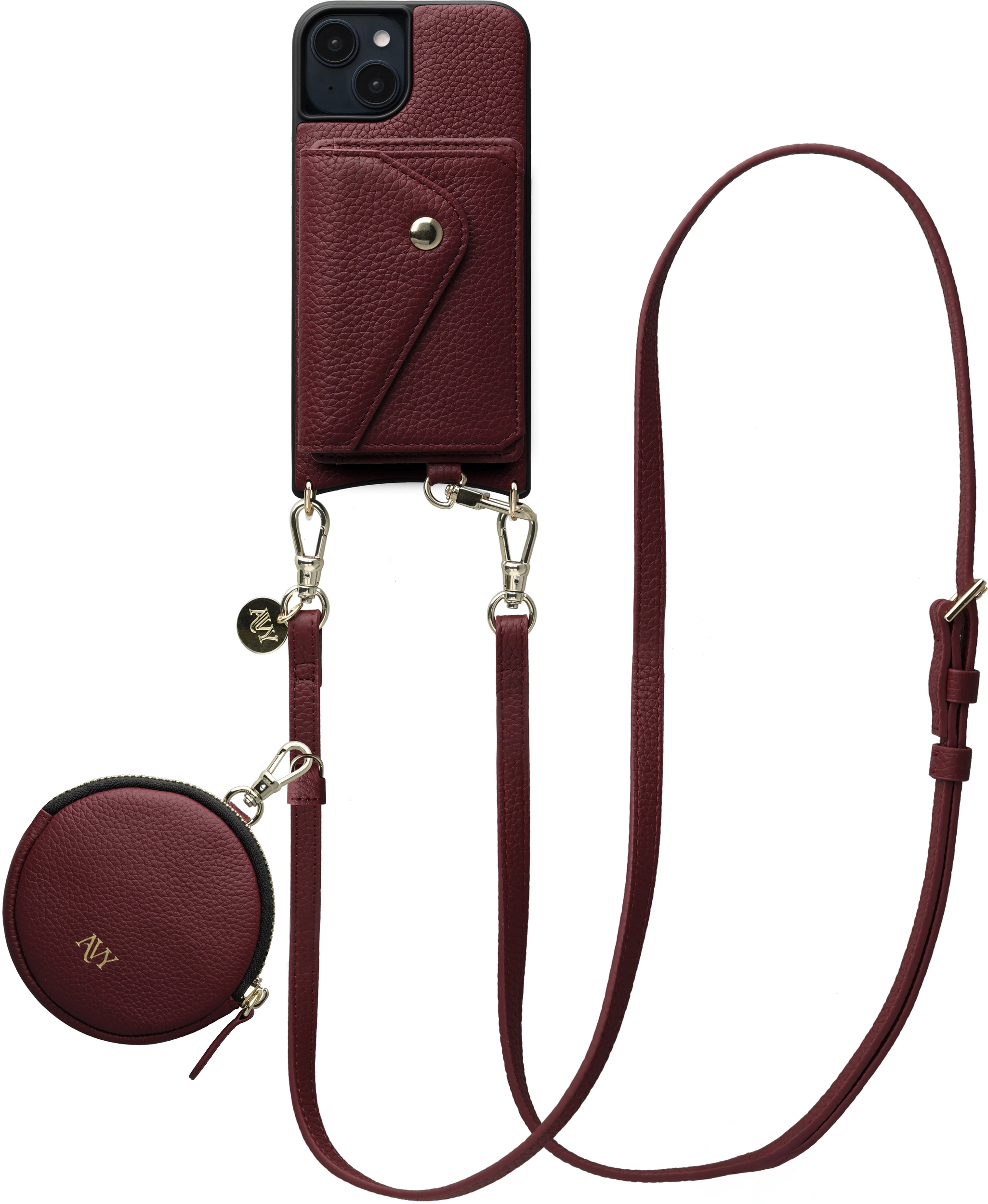 AVY Apple iPhone 15 - Statement Kit - Burgundy - Long Leather afbeelding 1