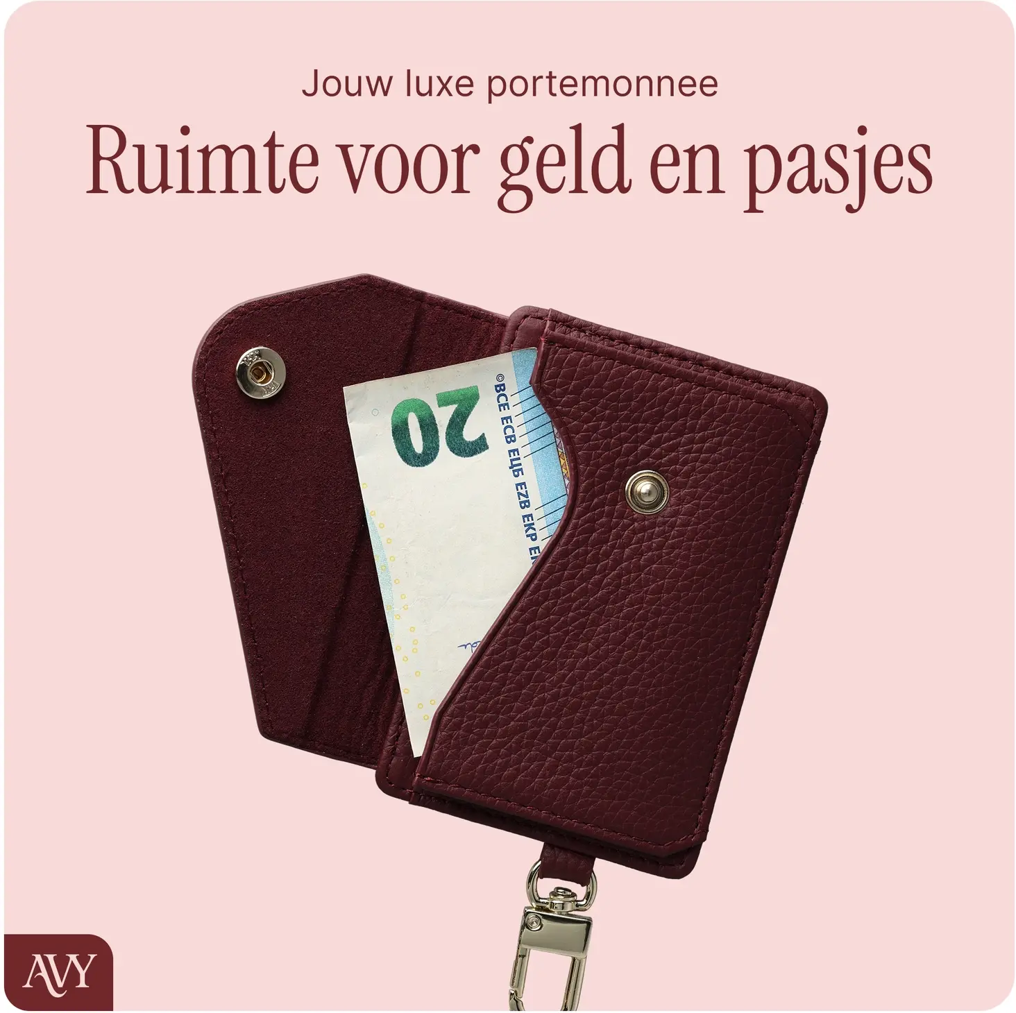 AVY Apple iPhone 15 - Statement Kit - Burgundy - Long Leather afbeelding 15