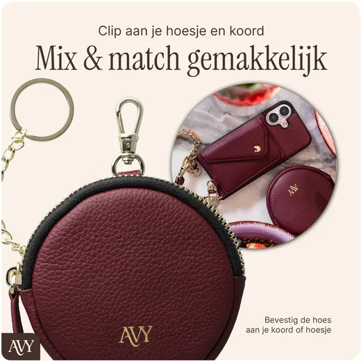AVY Apple iPhone 15 - Statement Kit - Burgundy - Long Leather afbeelding 9