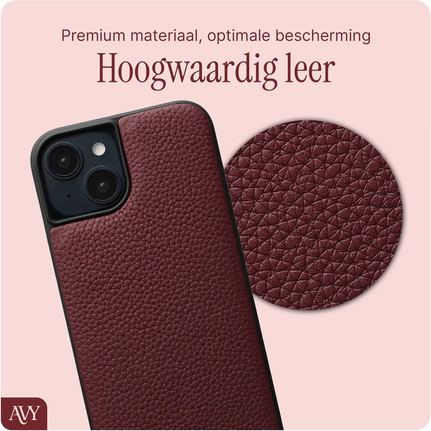 AVY Apple iPhone 15 - Statement Kit - Burgundy - Long Leather afbeelding 6