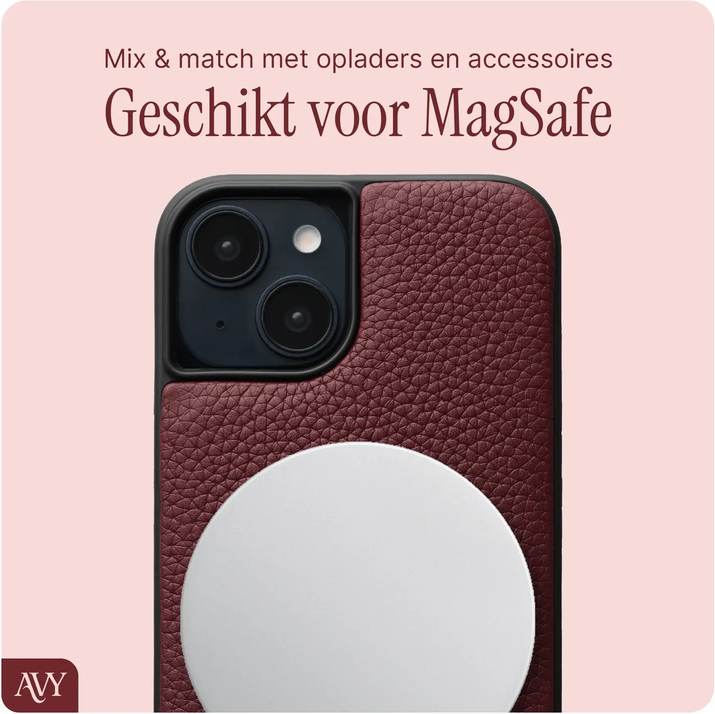 AVY Apple iPhone 15 - Statement Kit - Burgundy - Long Leather afbeelding 8