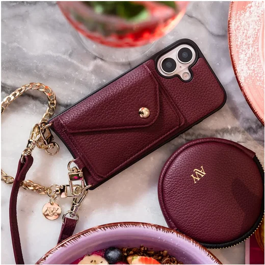 AVY Apple iPhone 15 - Statement Kit - Burgundy - Long Leather afbeelding 2