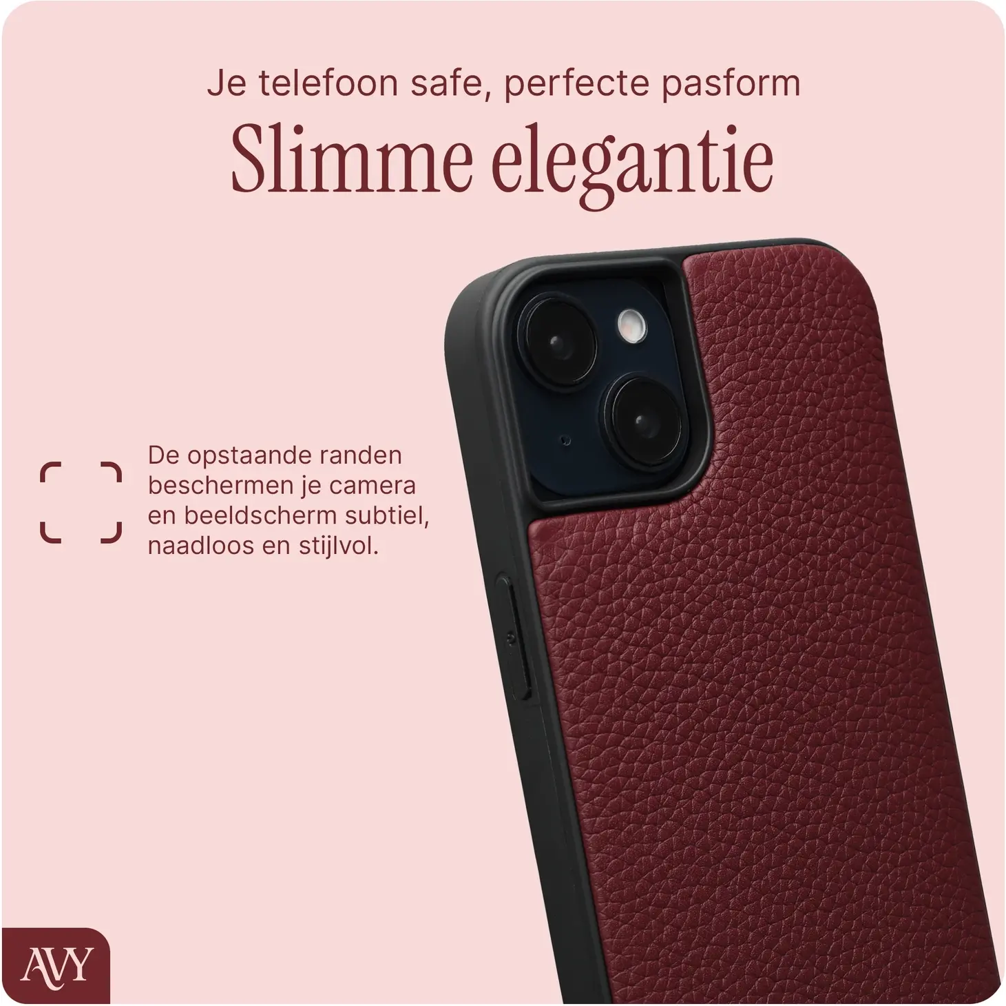 AVY Apple iPhone 15 - Statement Kit - Burgundy - Long Leather afbeelding 7