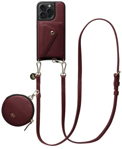 AVY Apple iPhone 14 Pro - Statement Kit - Burgundy - Long Leather afbeelding 1