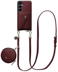 AVY Samsung Galaxy S25 / S24 - Statement Kit - Burgundy - Long Leather afbeelding