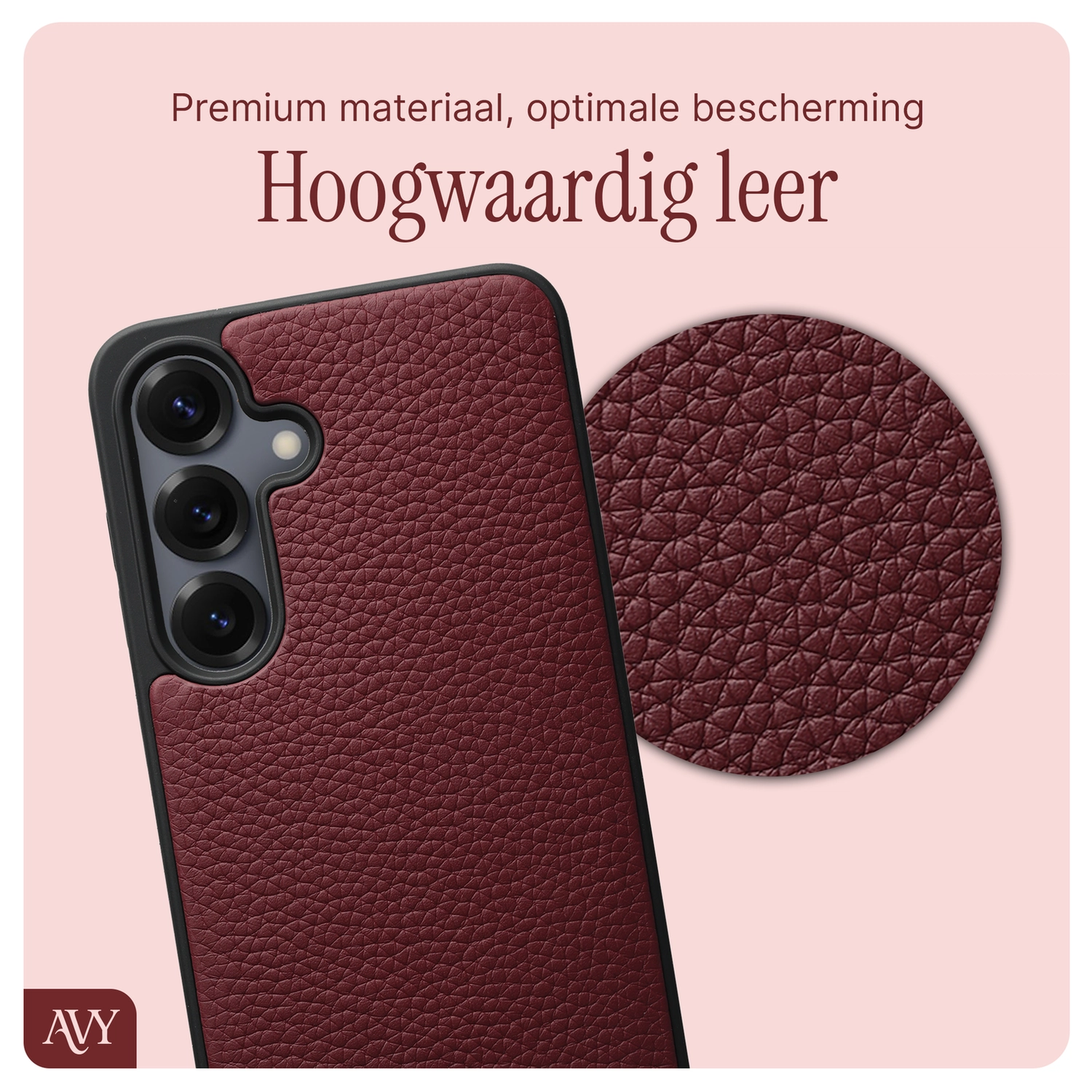 AVY Samsung Galaxy S25 / S24 - Statement Kit - Burgundy - Long Leather afbeelding 5