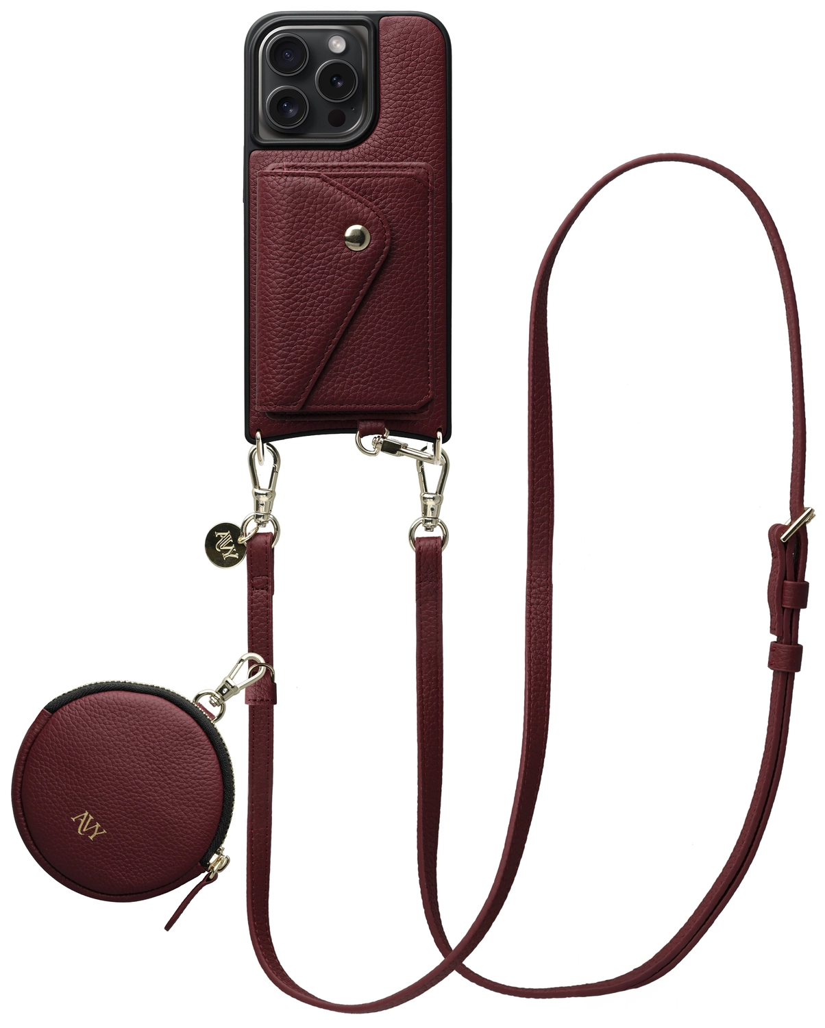 AVY Apple iPhone 14 Pro Max - Statement Kit - Burgundy - Long Leather afbeelding 1