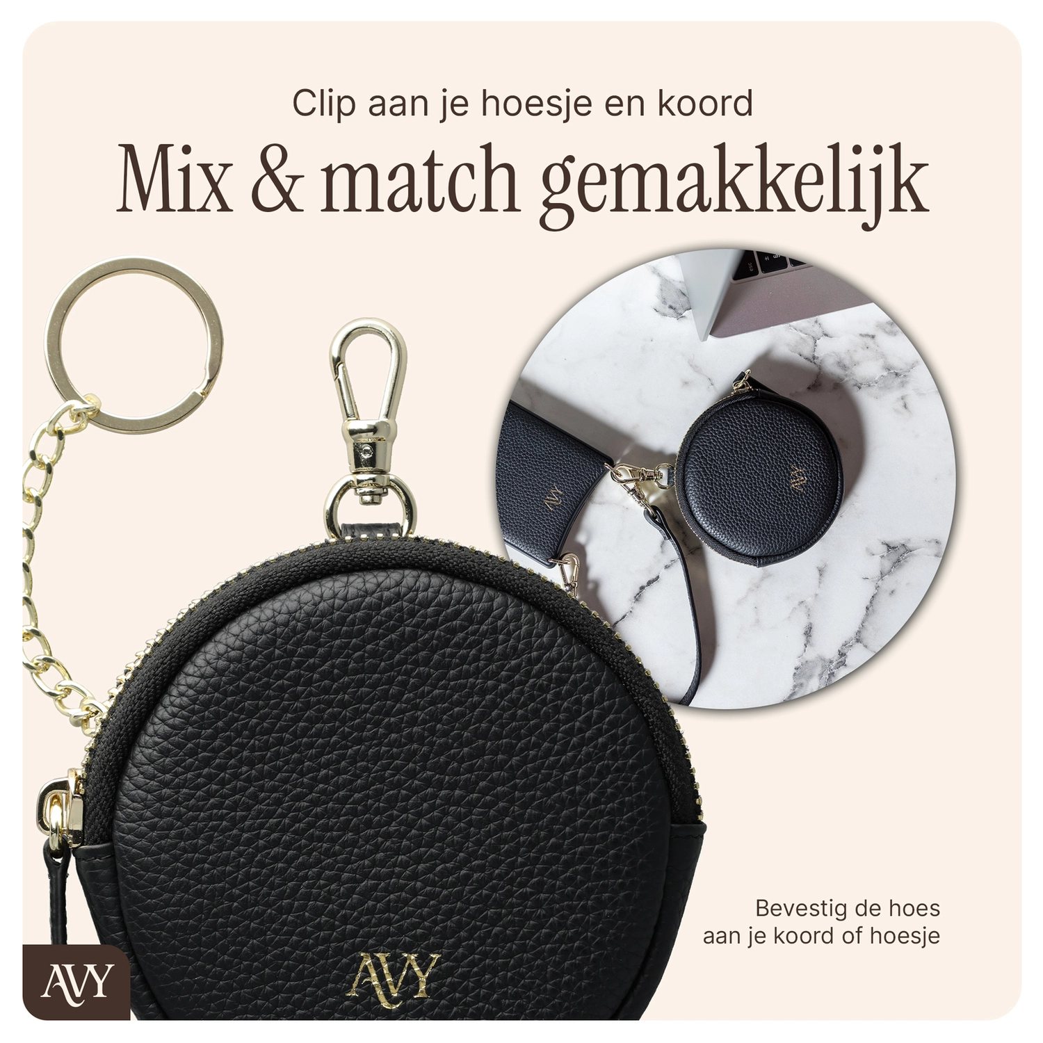 AVY Apple iPhone 14 Pro - Statement Kit - Zwart - Leather Set afbeelding 7