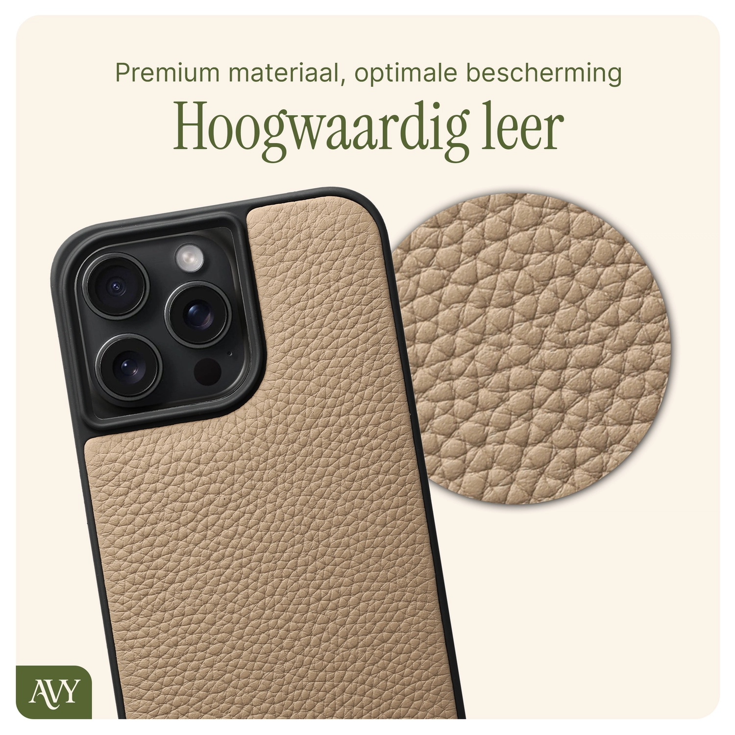 AVY Apple iPhone 15 Pro Max - Statement Kit - Beige - Leather Set afbeelding 6