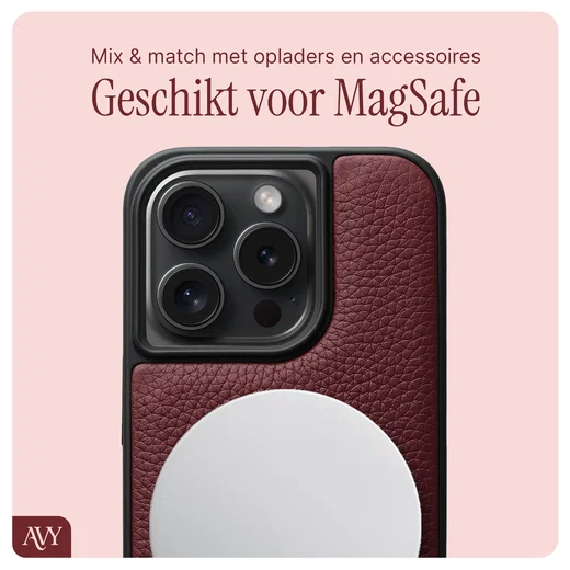 AVY Apple iPhone 15 Pro - Statement Kit - Burgundy - Leather Set afbeelding 8