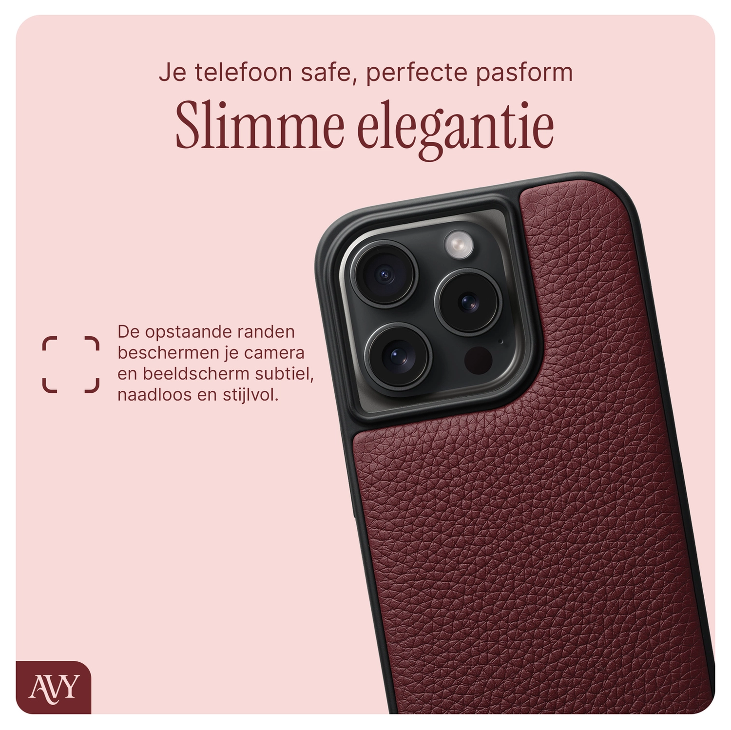 AVY Apple iPhone 14 Pro - Statement Kit - Burgundy - Leather Set afbeelding 6