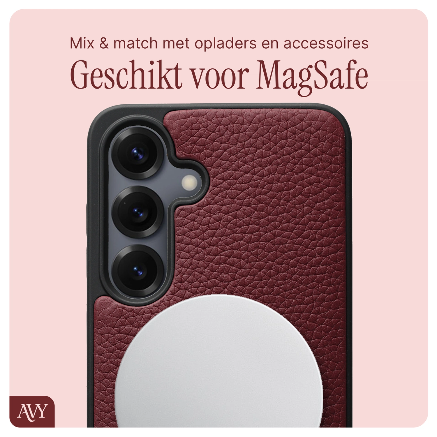 AVY Samsung S25 Plus / S24 Plus - Statement Kit - Burgundy - Leather Set afbeelding 7
