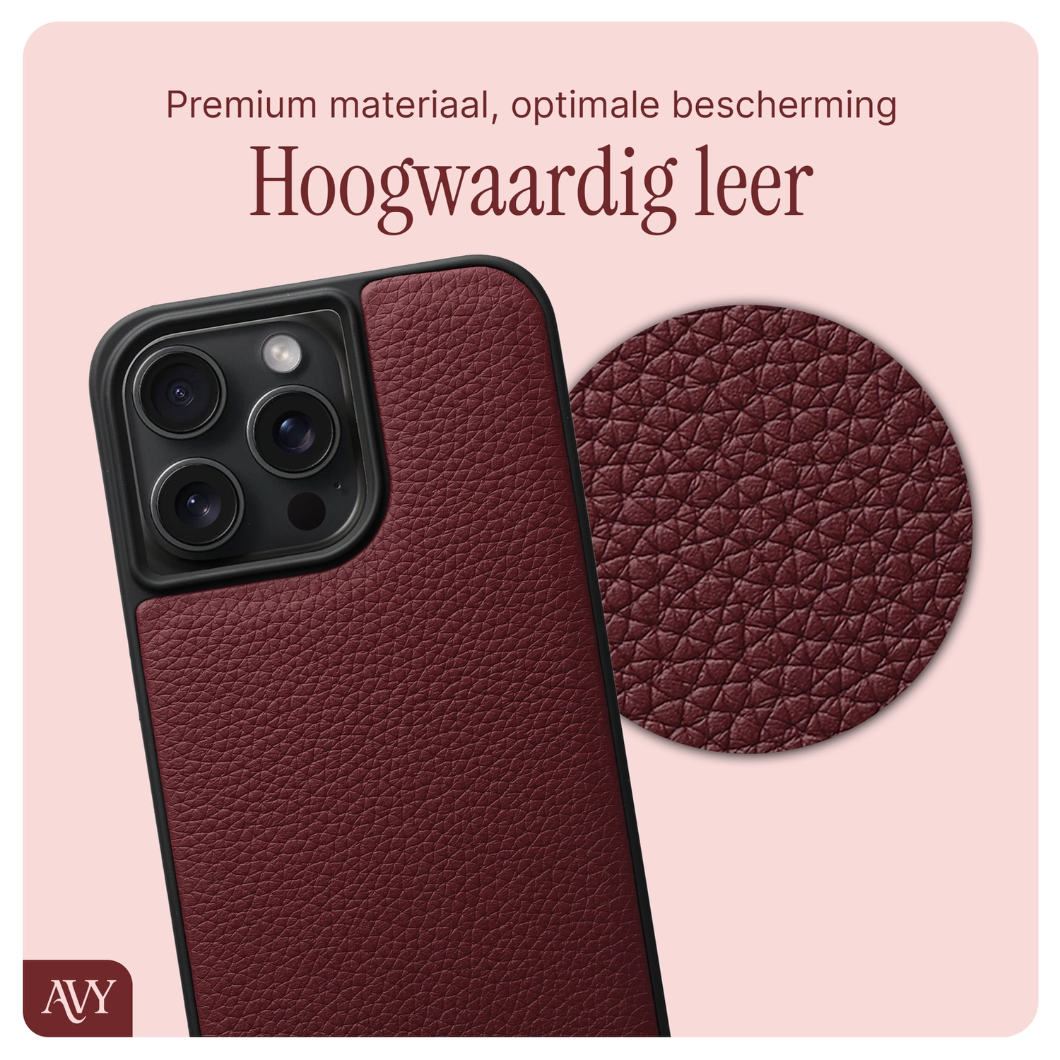 AVY Apple iPhone 14 Pro Max - Statement Kit - Burgundy - Leather Set afbeelding 5