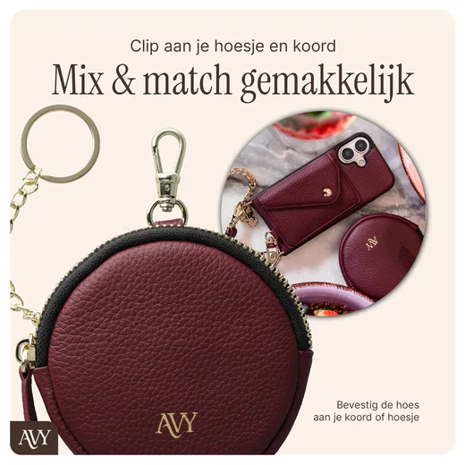 AVY Apple iPhone 14 Pro Max - Statement Kit - Burgundy - Leather Set afbeelding 8