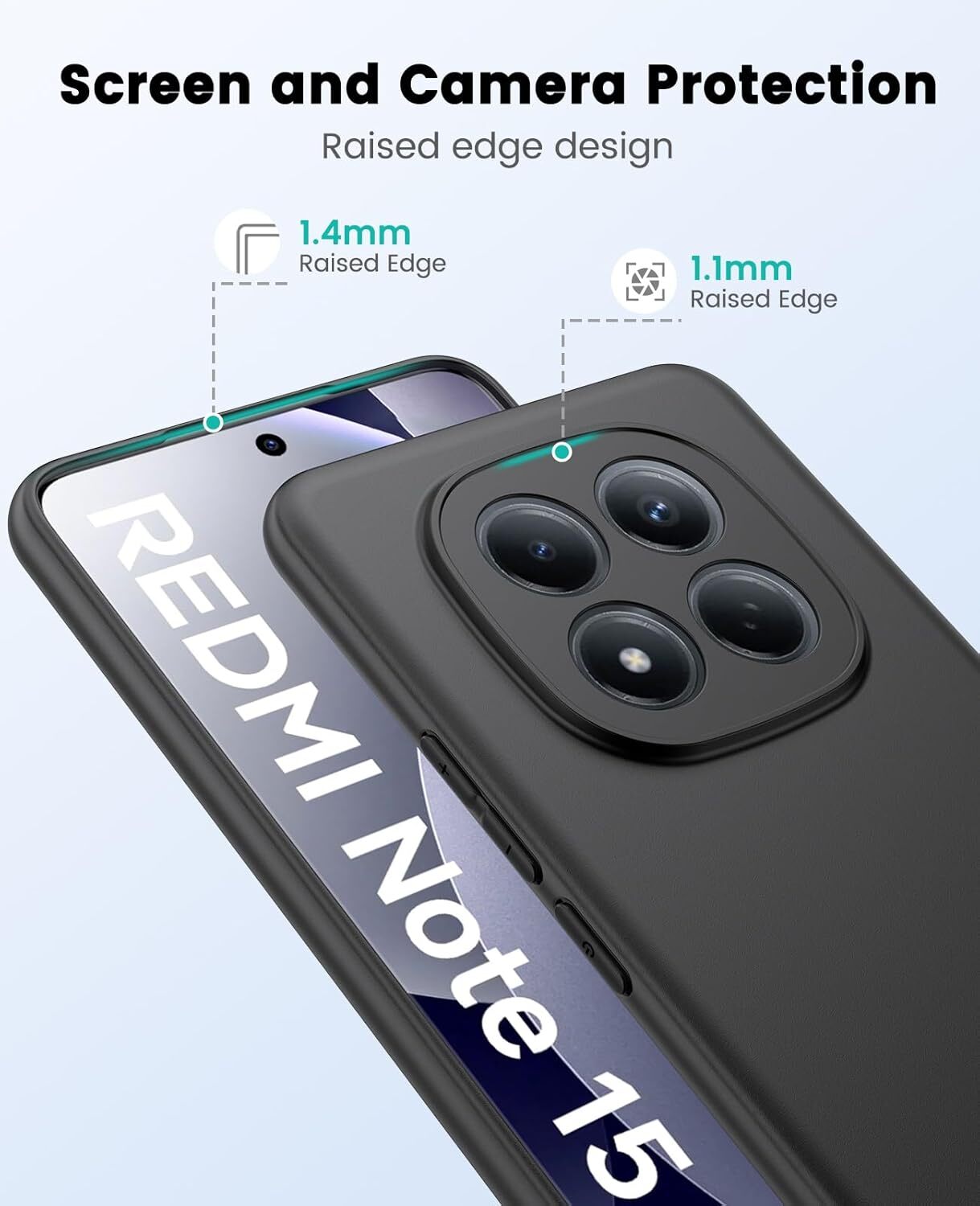 Xiaomi Redmi Note 15 Pro 4G Hoesje Dun TPU Back Cover Matte Zwart afbeelding 2